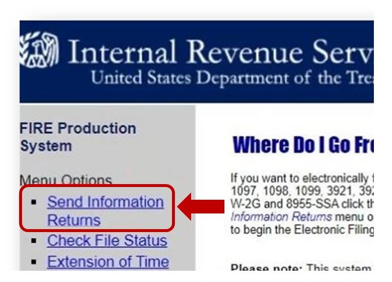 Click on 'Send Information Returns'